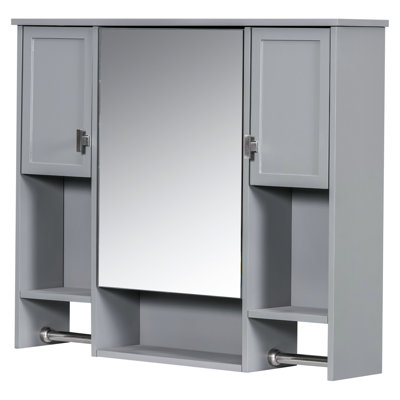 Armoire murale de salle de bain avec miroir - intérieur spacieux et polyvalent avec rangement à fonctions grises 35 po x 28 po