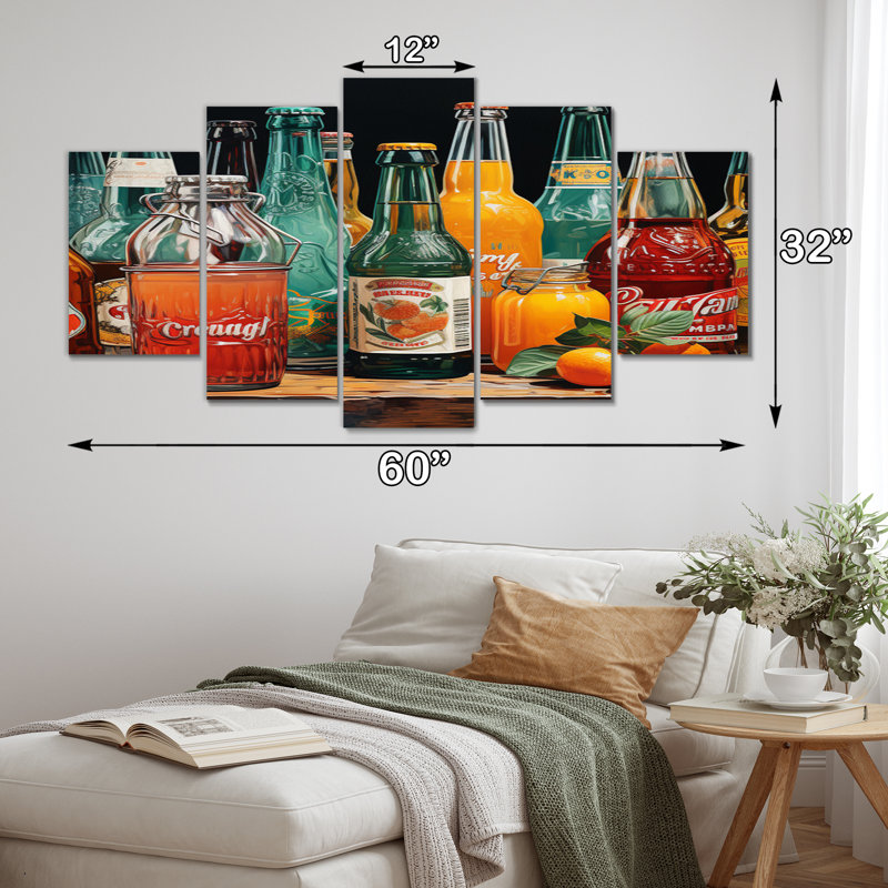 Pop Art 1950S Cocktail Emotion III - Art mural nourriture et boissons - 5 panneaux