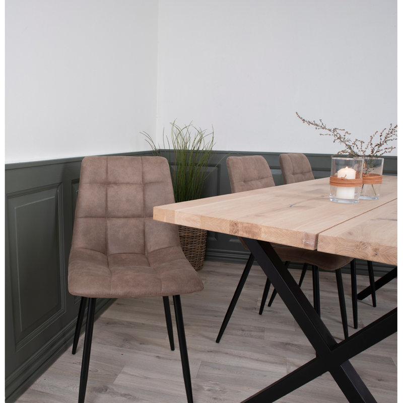 Janette Upholstered Dining Chair, Light Brown