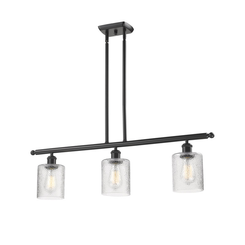 Luminaire suspendu linéaire à 3 lumières pour îlot de cuisine Leilani, Bronze huilé
