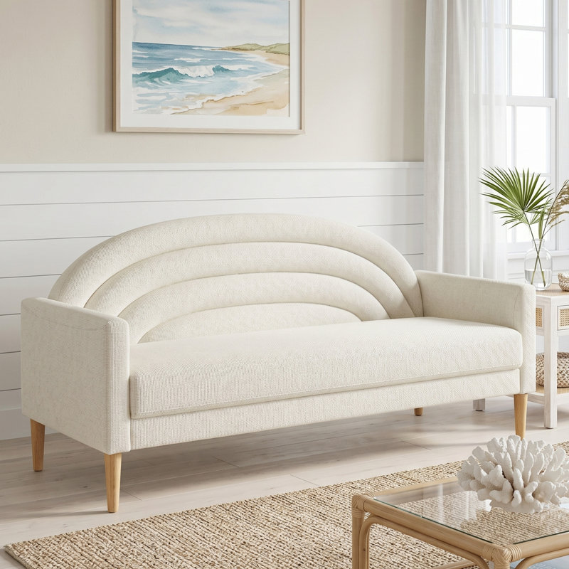 Canapé rembourré à deux places Michala, Polyester crème, H 31,5 po x l 64,17 po x P 30,7 po