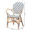 Fauteuil Botir en rotin bleu / blanc / brun