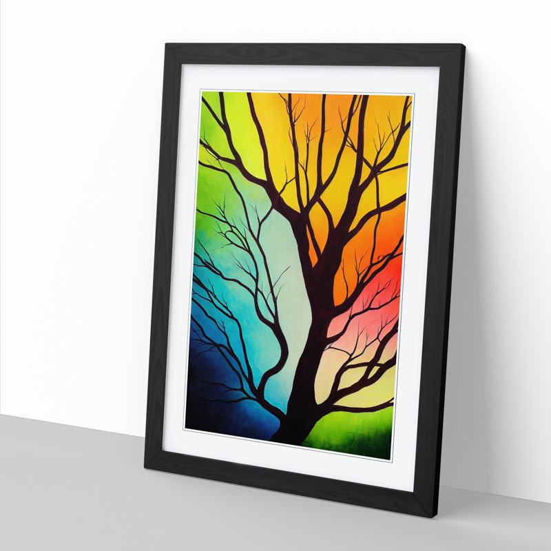 Tree Abstract In Colour Vol.5 - Single Picture Frame Print, 34cm H x 25cm W x 2cm D, Oak