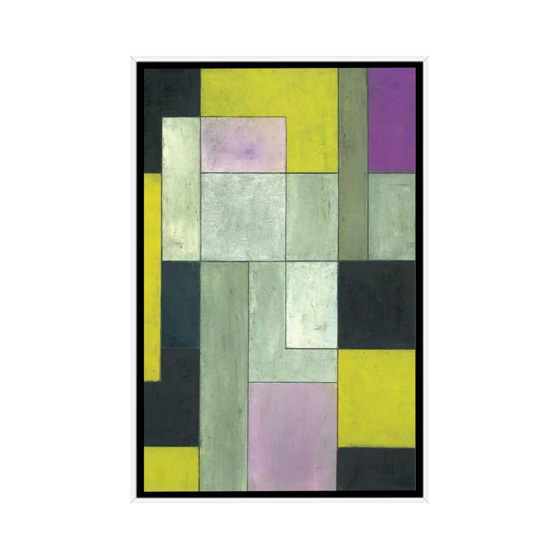 Grey Matters Chartreuse by Stephen Cimini - Painting on Canvas, White Framed, 66.04 cm H x 45.72 cm W