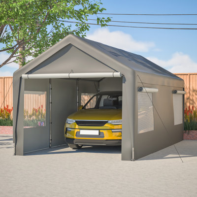 10 pi. L 20 pi. D Abri de garage en acier galvanisé avec abattants latéraux amovibles