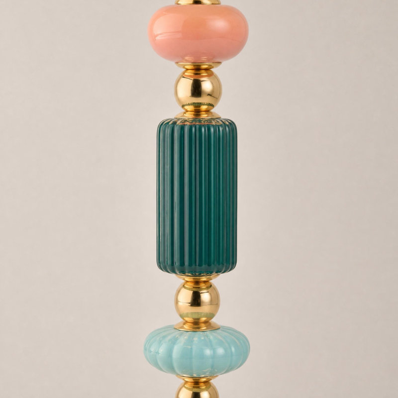 Colorful Ceramic Table Lamp with White Fabric Shade