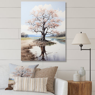 Minimalisme, chêne rose, automne chatoyant - impression sur toile florale