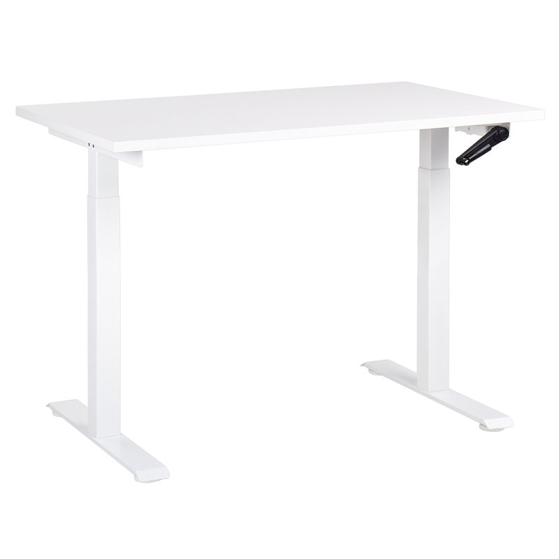 Nateasha Adjustable Metal Base Standing Desk, 119cm H x 120cm W x 72cm D, White, White