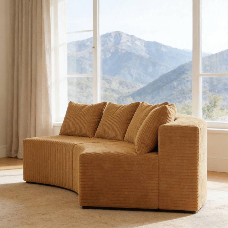 Canapé modulaire compact pour la détente minimaliste moderne, 24" H x 90.5" L x 36" W, 2, Yellow