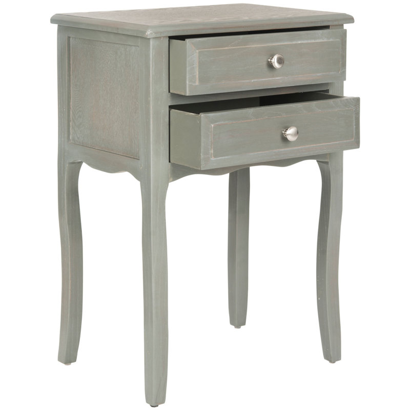 Élégante table de chevet 19 po avec 2 tiroirs Faredo - Table de bout classique en bois de style français pour toute pièce