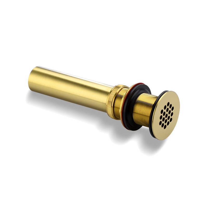 Grid Bathroom Sink Drain with No Overflow, Brushed Gold