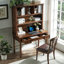 Bureau rectangulaire en bois massif brun noisette-1161728255