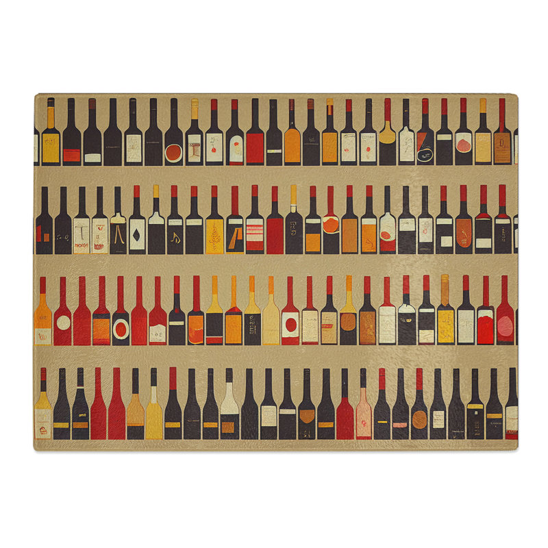 Wine Bottle Art Retro Vol.2  Glass Chopping Board