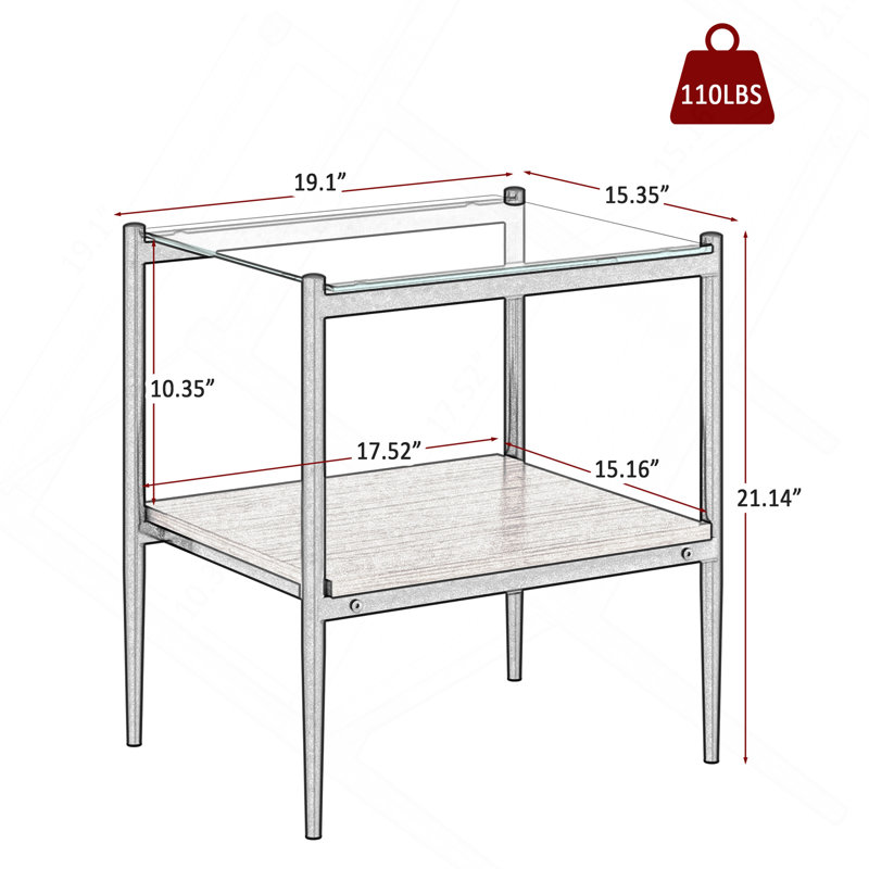 3-Piece Coffee Table & End Tables Set, Clear, Tan