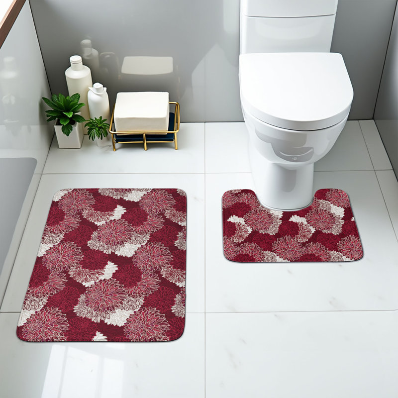 Ensemble de 2 tapis floraux pour salle de bain