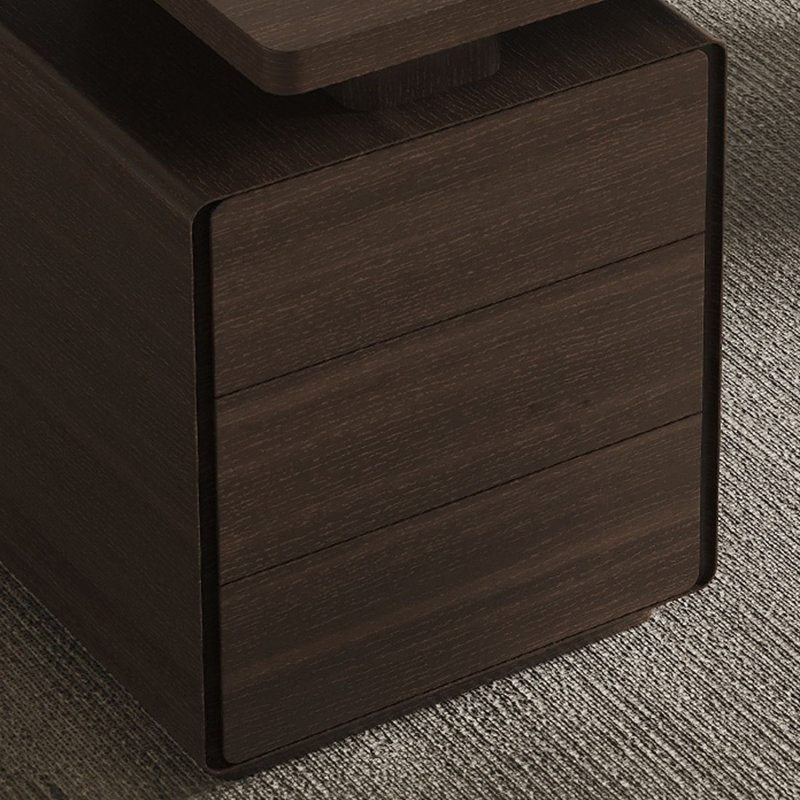 Bureau rectangulaire à 3 tiroirs Smoky Wood, Retour à gauche, H 29,53 po x l 62,99 po x P 27,56 po