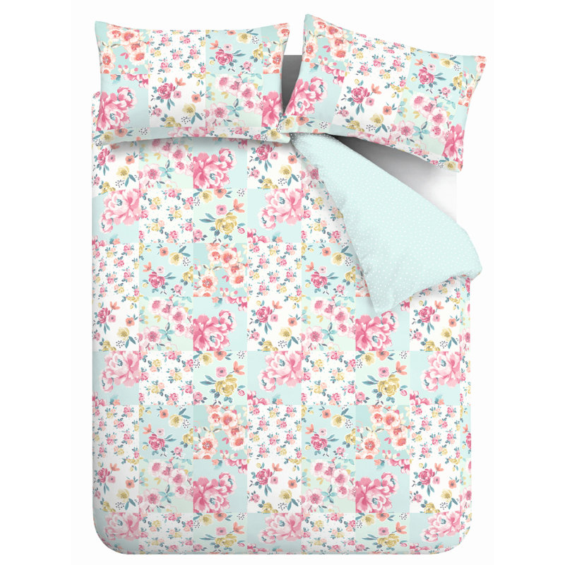 Flower Patchwork Duvet Cover Set, 200 x 200cm Duvet Cover + 2 Standard Pillowcases