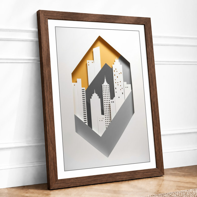 City Within Home Modern - Framed Print, A2 - 59.4 x 42.0 cm, Walnut