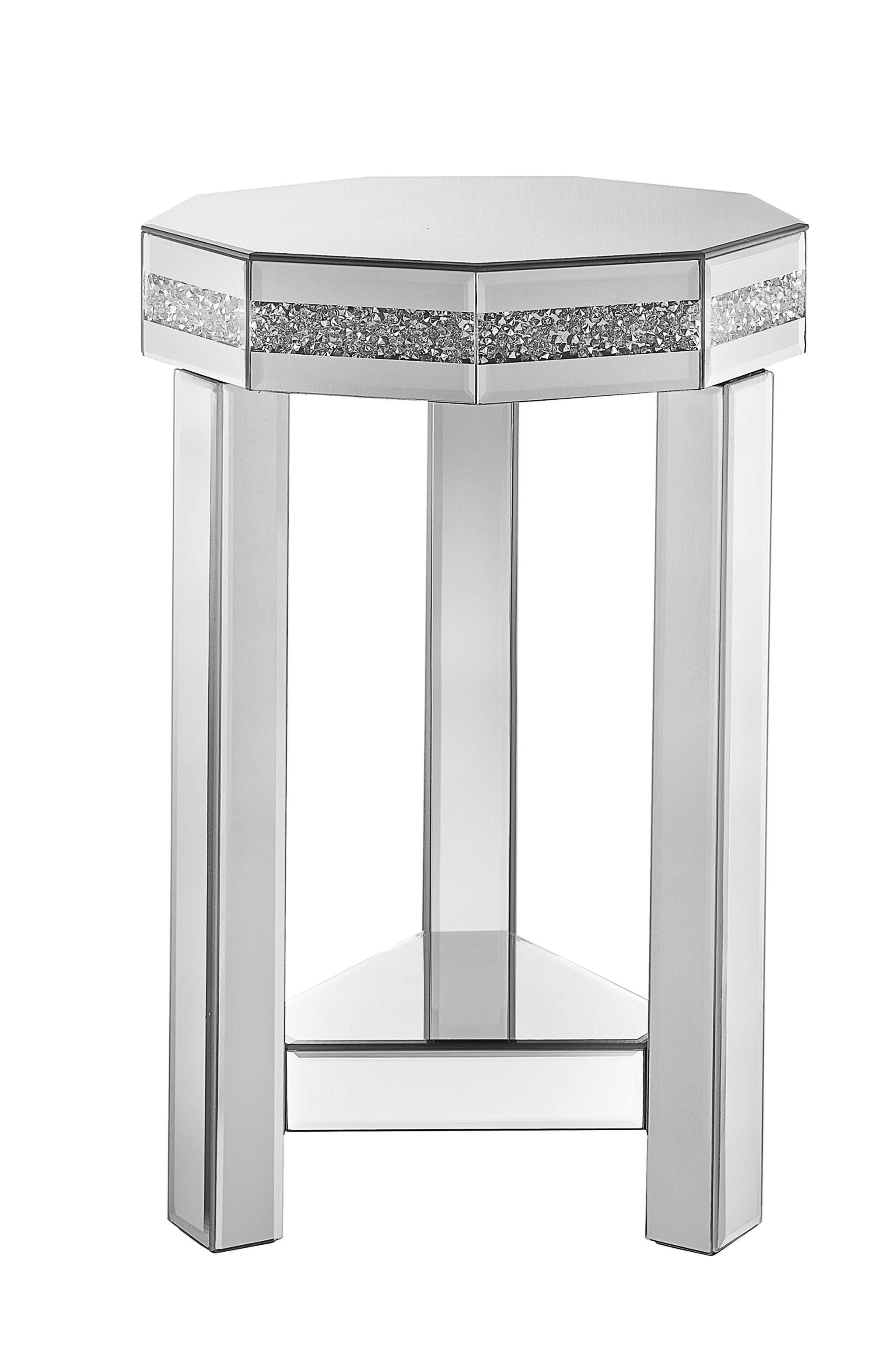 Mercer41 Mirrored Octagon End Table With Crystals Inlay (Only Including ...