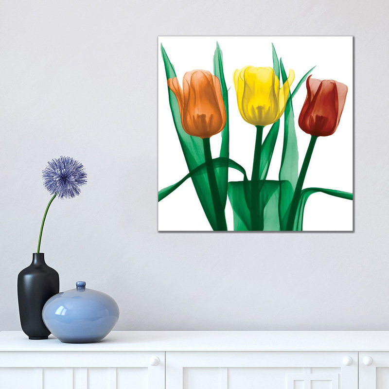 Jewel Embellished Tulips II by Albert Koetsier - Wrapped Canvas Painting, 45.72 cm H x 45.72 cm W x 3.175 cm D