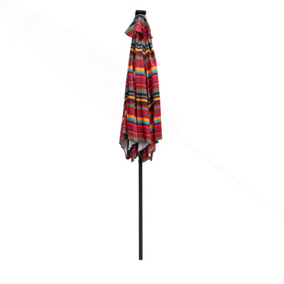 9 ft Patio Umbrella with Light (Red & Stripes)