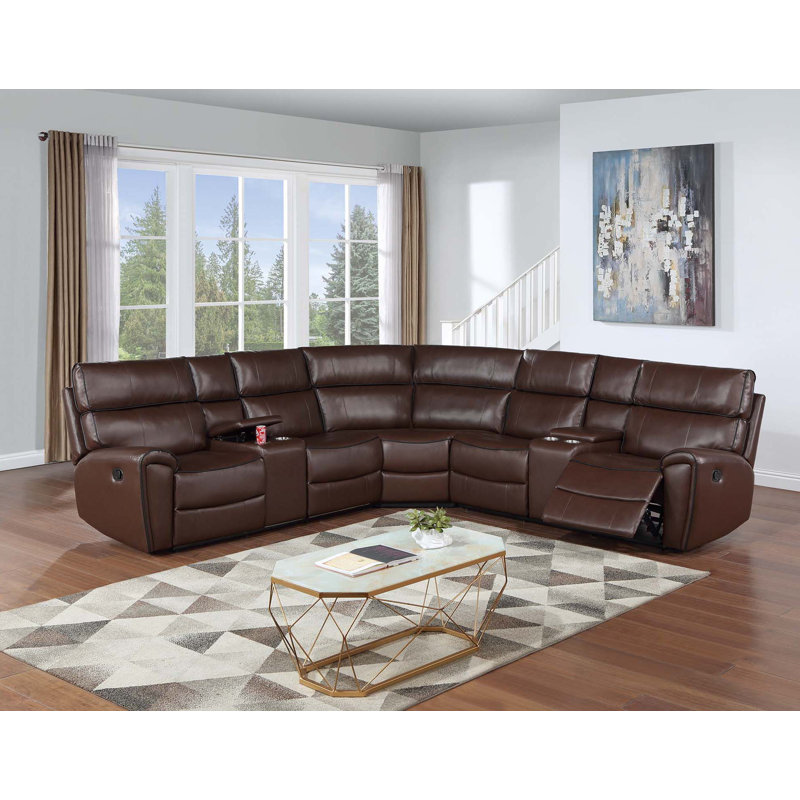 Ensemble modulaire inclinable 3 pièces, Similicuir brun clair