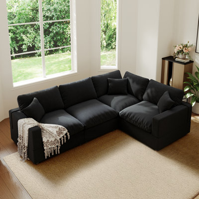 Upholstered Cloud Couch, Modular Sectional Sofa L-shaped Couch for Living Room Bedroom