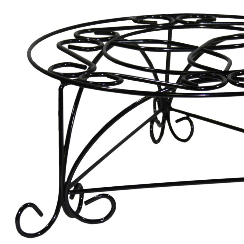 6.25" H Mosaic Cast Metal Black / Gold Plant Stand