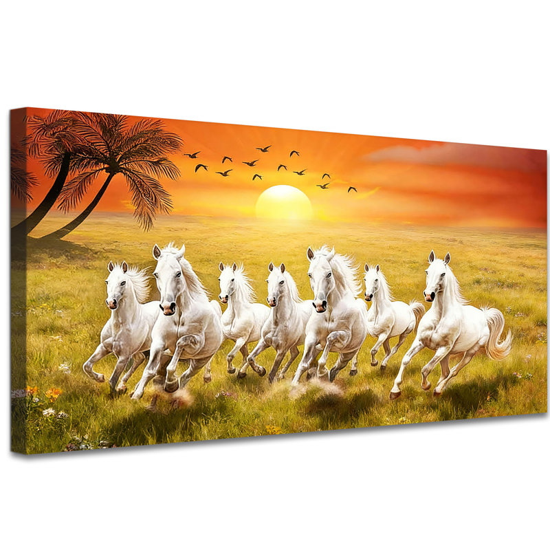 Grand cheval, art mural, chevaux, scène de coucher de soleil, affiche d'art sur toile, pour salon, H 30 po x l 60 po
