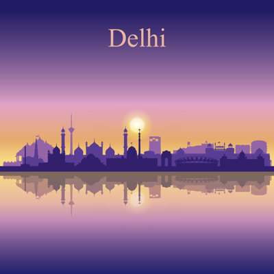«Delhi City Skyline», impression sur toile tendue
