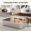 XXL Stainless Steel Litter Tray Enclosed Cat Litter Box with Cover