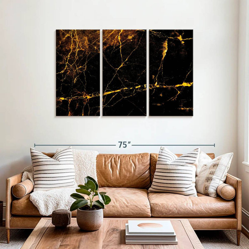 Avery Golden Splash Marble Abstract, 36" H x 57" W