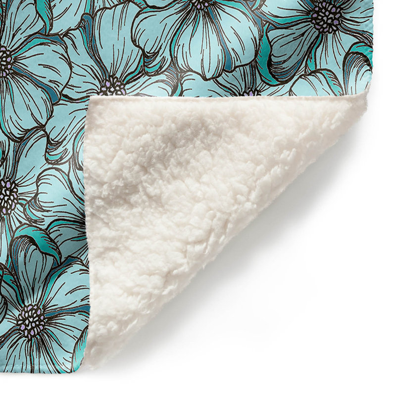 Couverture sherpa doux bleu turquoise sauvage, l 68 po x L 80 po