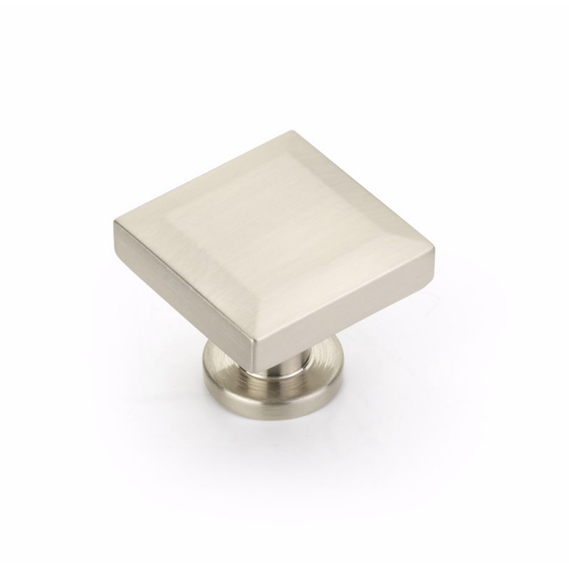Heathrow Square Knob, Brushed Nickel