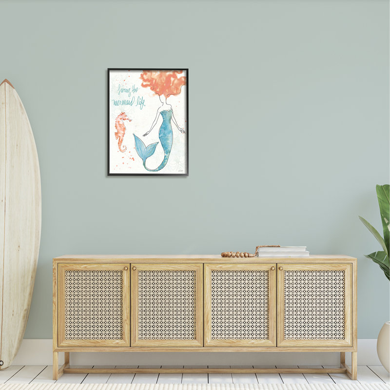 «Living the Mermaid Life Expression» par Anne Tavoletti - Peinture sur bois, H 30 po x l 24 po x P 1,5 po