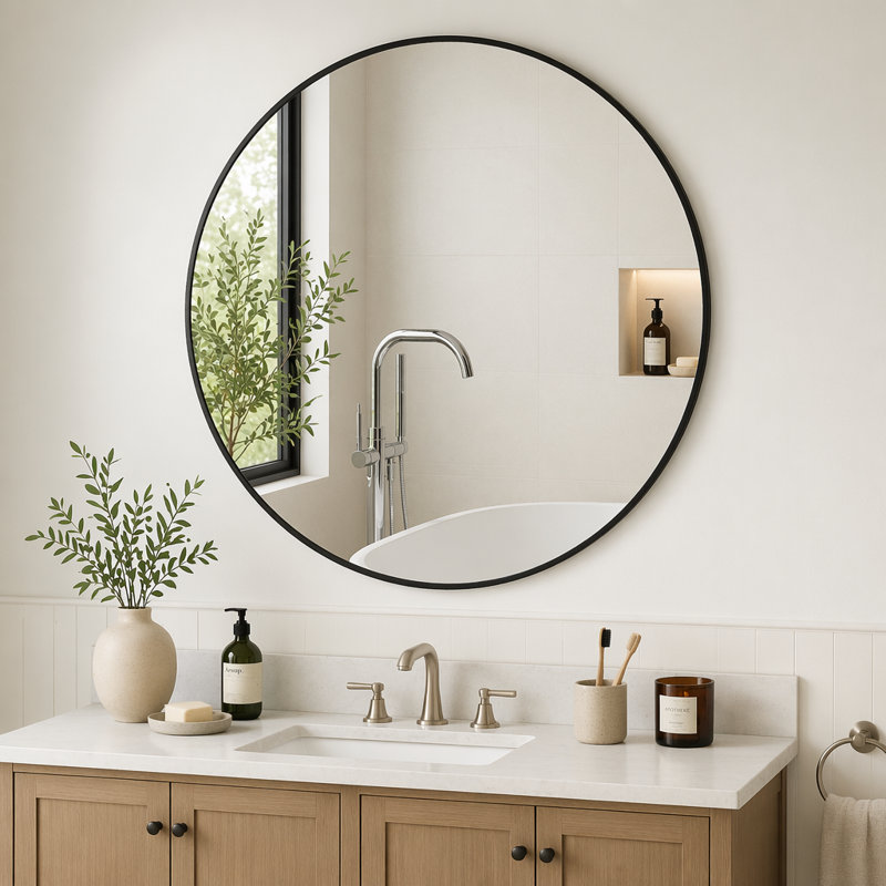 Miroir mural mural, L 41,73 po, Noir