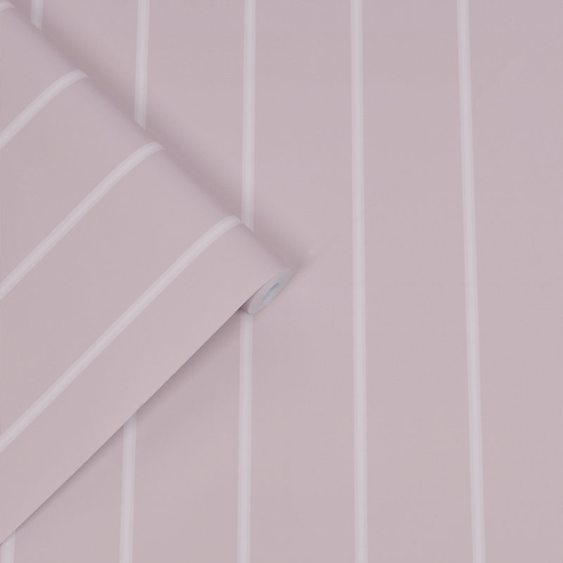 Laura Ashley Saltram Stripe Pale Amethyst Wallpaper, Pale Amethyst