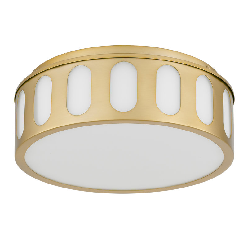 LED Flush Mount, Antique Brass, 4.13" H x 11.25" W x 11.25" D