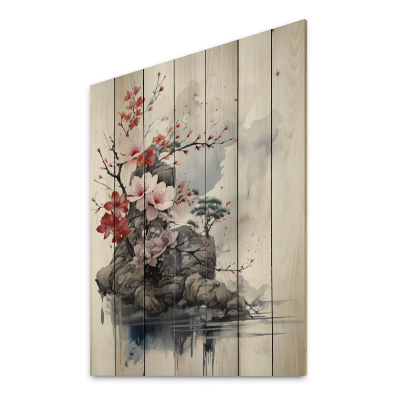 Asian Art Fantasy Sumi III sur bois, H 20 po x l 10 po x P 0,78 po
