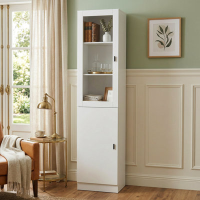 Tall Cabinet With Tempered Glass Door