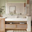 Meuble-lavabo en bois massif et en rotin, style bois, avec lavabo intégré en pierre frittée thermoformée et armoire à miroir intelligent-738078431