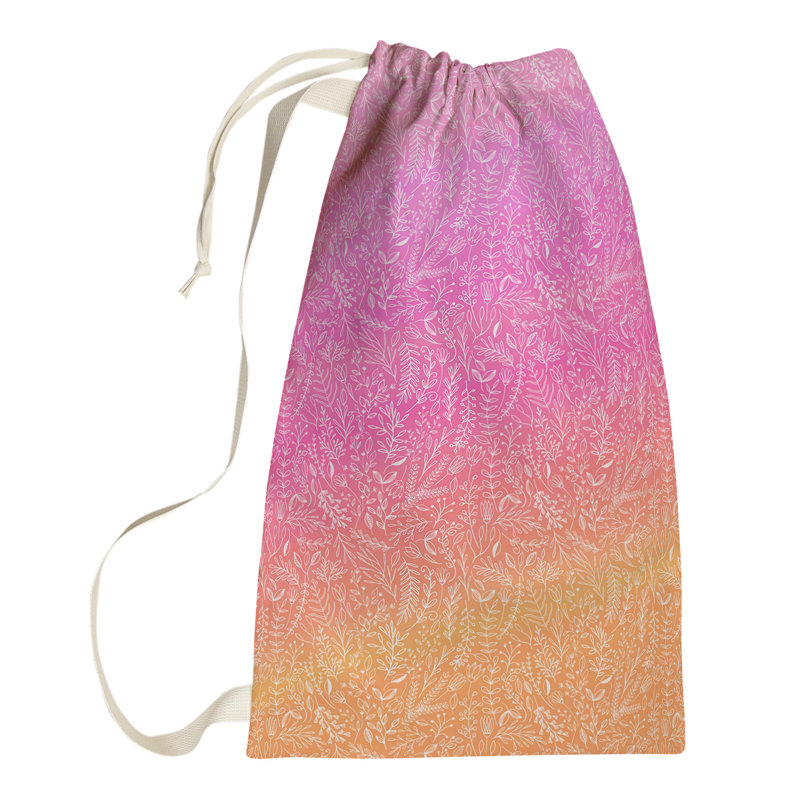 Leffel Fabric Laundry Bag with Handles, Large (76.5" H x 29.5" W x 1.5" D), Pink/Orange
