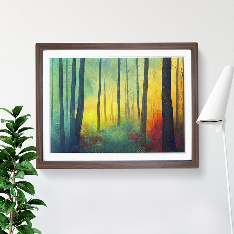 Watercolour Summer Forest Vol.3 - Single Picture Frame Print, 34cm H x 46cm W, Brown