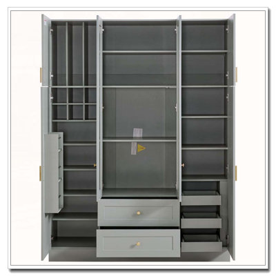 Modern Large Kitchen Pantry with Acrylic Doors and Wine Rack