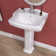 GETPRO 26.75'' Tall White Vitreous China Rectangular Pedestal Bathroom Sink with Overflow