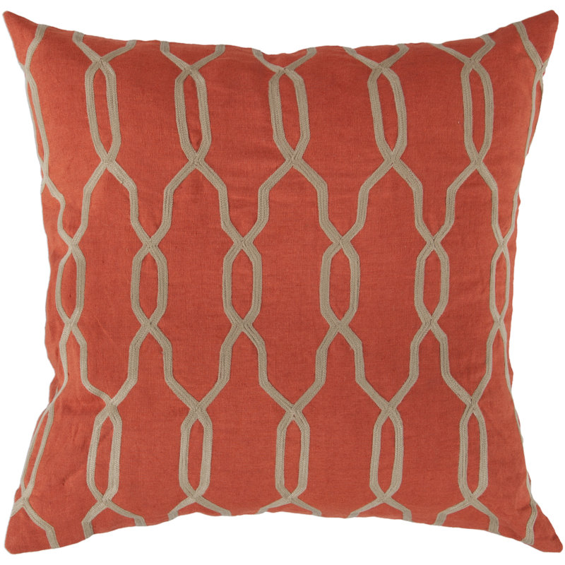 Geometric Throw Pillow, Polyester, Mediterranean Blue/Parchment, 18" H x 18" W x 4" D