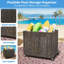 Pool Float Storage Organizer with Wheels - Large Outdoor Mesh Rolling Cart for Toys & Noodles, Heavy-Duty Wicker Storage Bin with Locking Casters, Grey