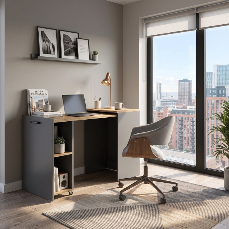 Computer Desk, Graphite & Wotan Oak