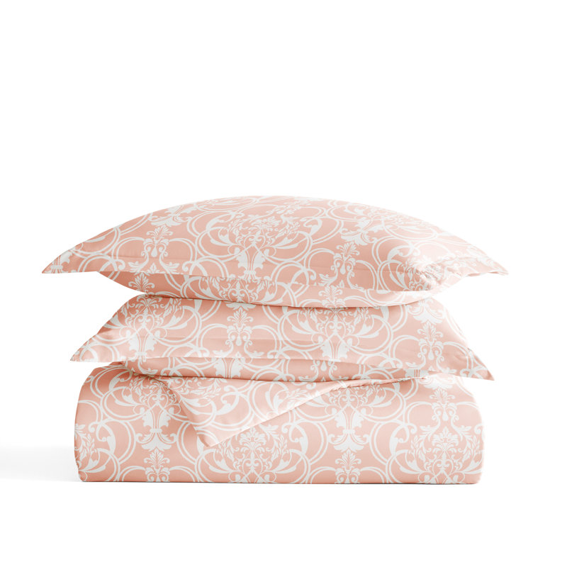 Duvet Cover Set Romantic Damask Pattern, Queen Comforter + 2 Pillow Shams