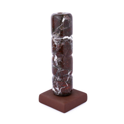 Candle Holder With Stone And Metal Base